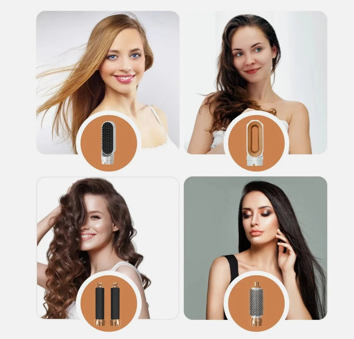5-in-1 Hair Styling Brush – Ceramic Straightener & Curler with 3 Heat Settings