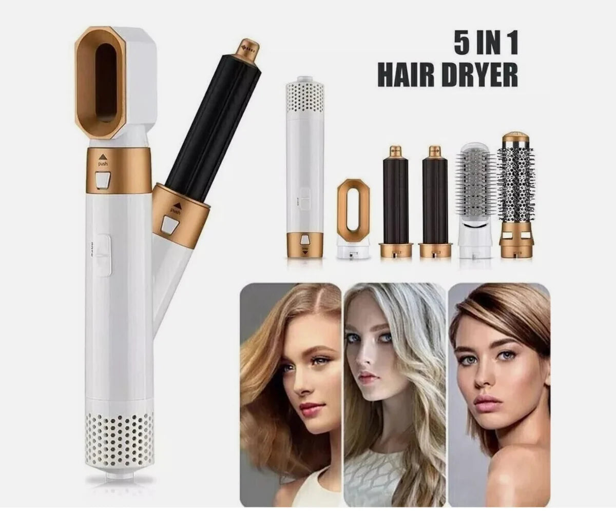 5-in-1 Hair Styling Brush – Ceramic Straightener & Curler with 3 Heat Settings