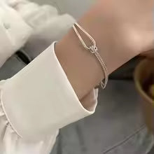 Silver Geometric Bead Bracelet for Women