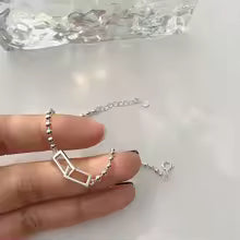 Silver Geometric Bead Bracelet for Women