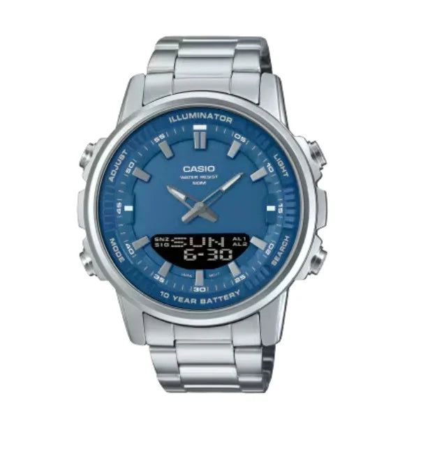 Turquoise Dial Men’s Watch – Stainless Steel Analog & Digital Watch