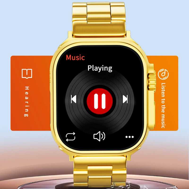 Luxury Gold Smart Watch – HD Touch Display, Fitness & Health Tracking