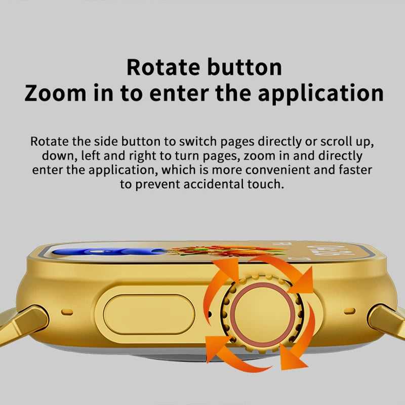 Luxury Gold Smart Watch – HD Touch Display, Fitness & Health Tracking