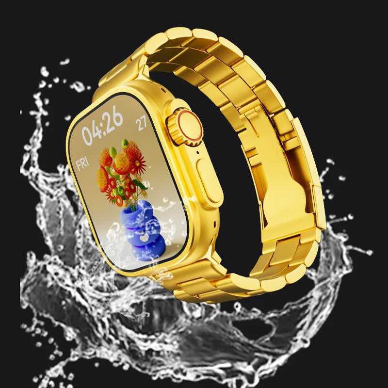 Luxury Gold Smart Watch – HD Touch Display, Fitness & Health Tracking