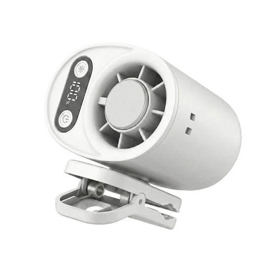 Portable Waist Fan – Rechargeable Mini Fan with Digital Display & Clip