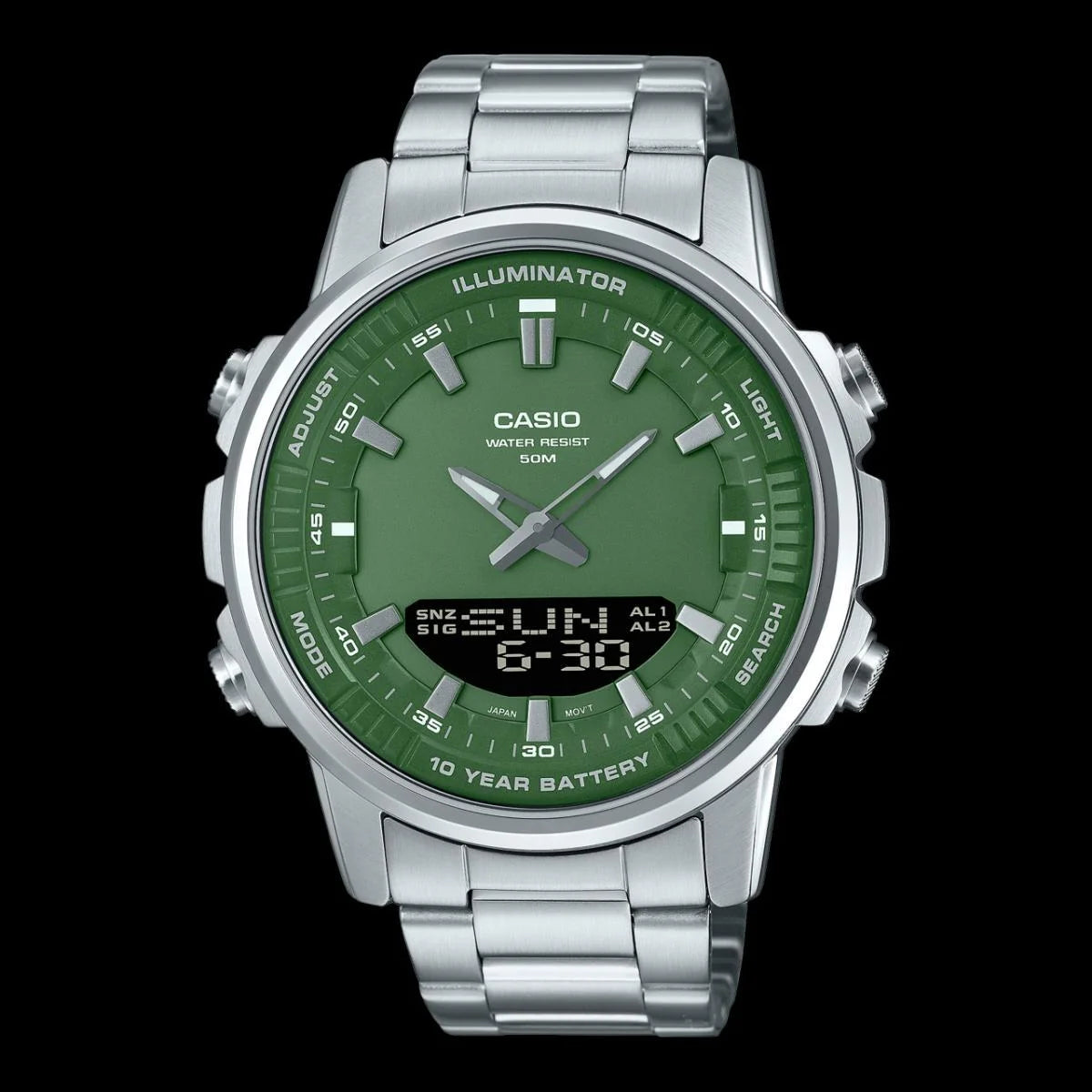 Turquoise Dial Men’s Watch – Stainless Steel Analog & Digital Watch